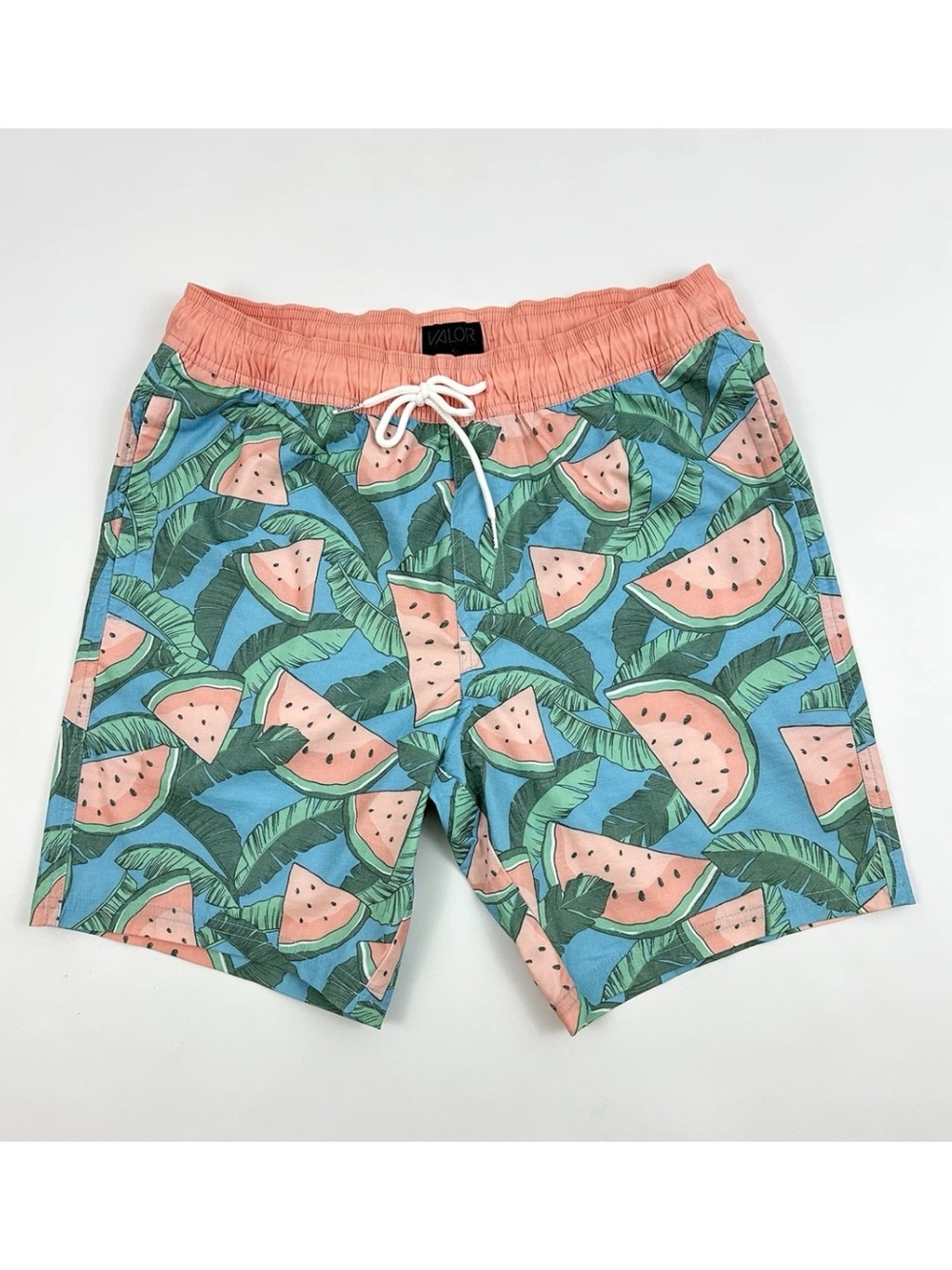 Valor Collective Tropical Watermelon Swim Trunks Men’s Size S Drawstring